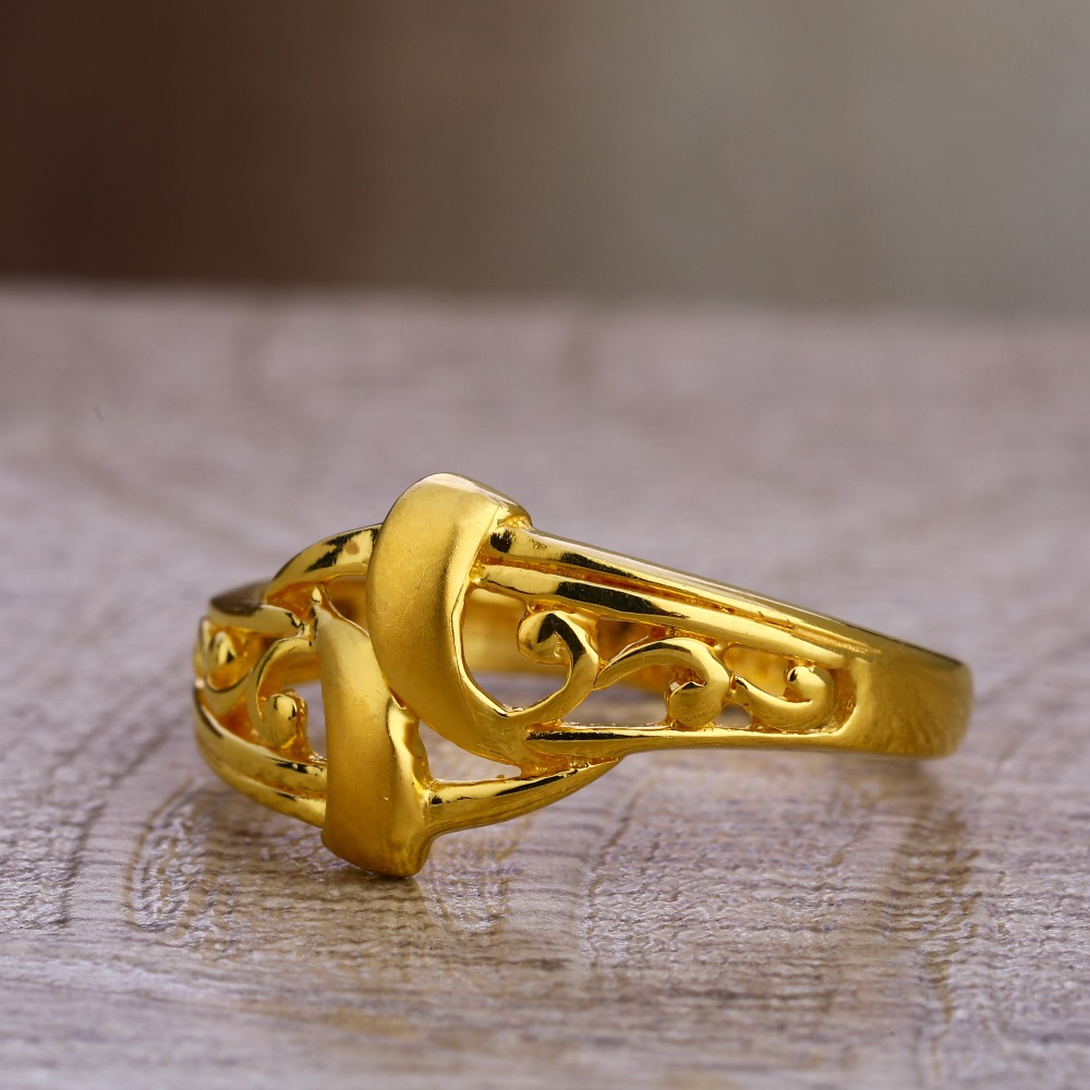 750 Plain Gold Women's Delicate Hallmark Ring Lpr470