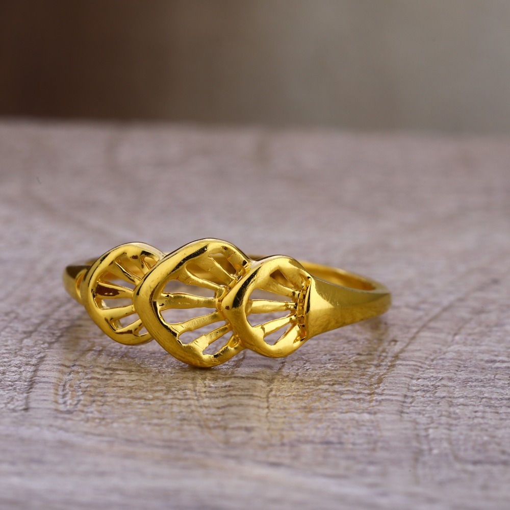 750 plain gold women's classic hallmark ring lpr469