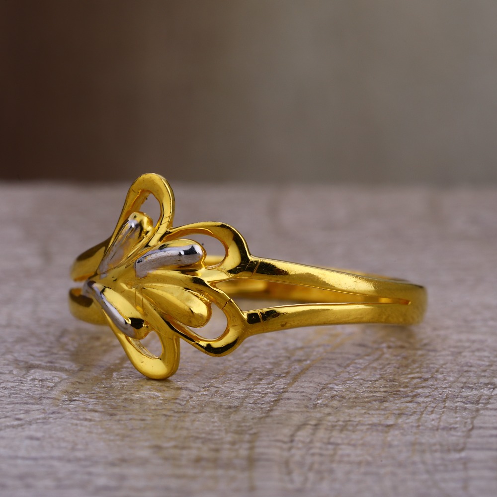 22KT Gold Hallmark Stylish  Plain Ladies Ring LPR418