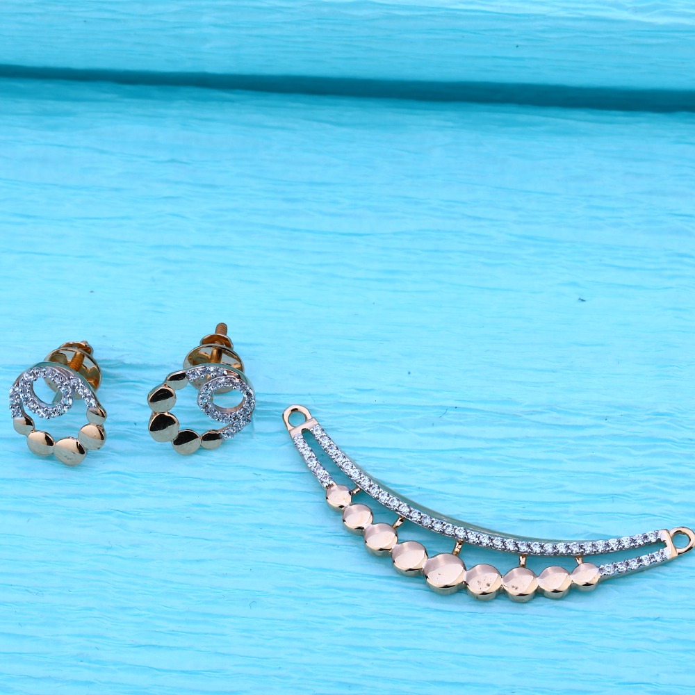 750 Rose Gold CZ  Women's Diamond Pendant  Set RMPN98