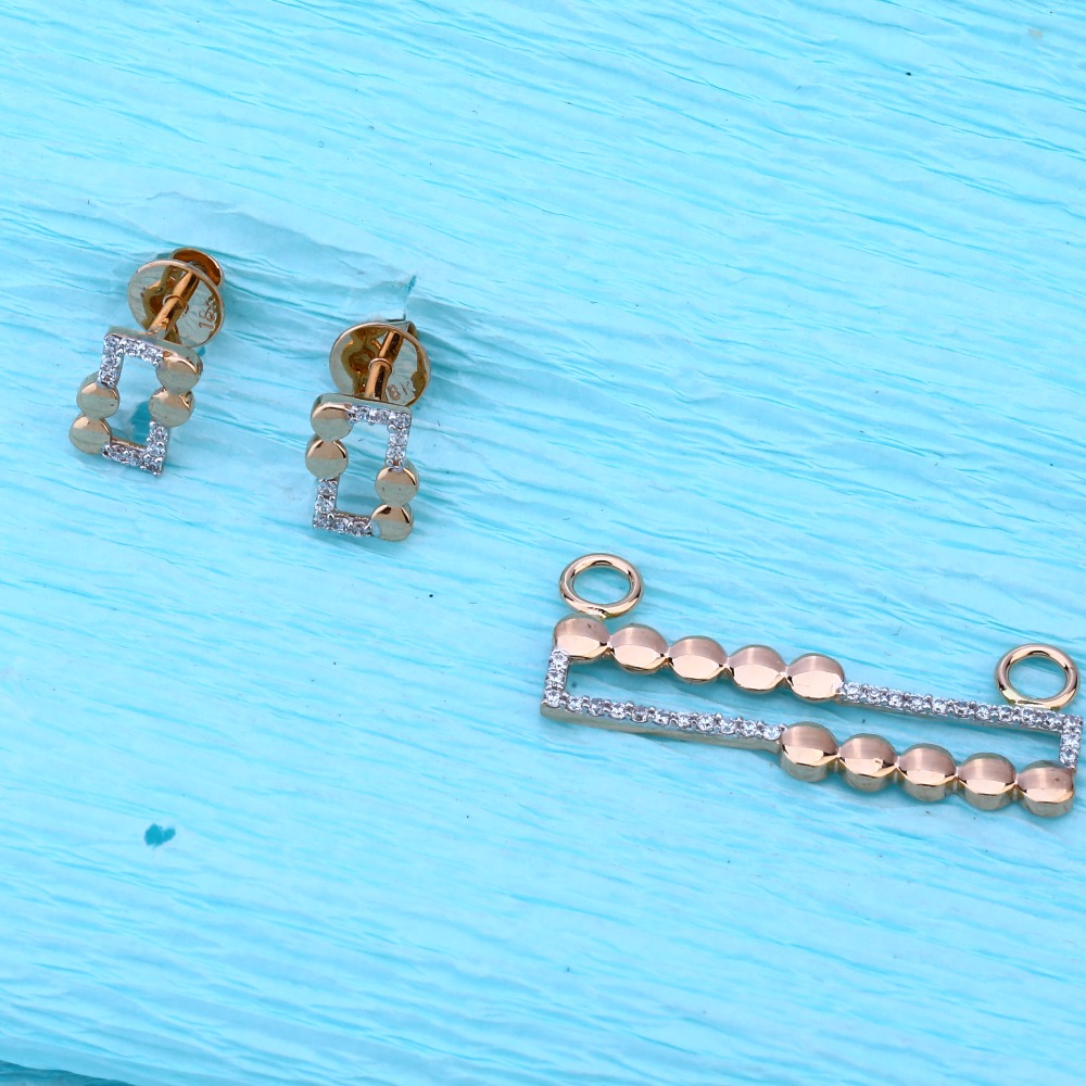 18ct Rose Gold Cz  Pendant Set RMPN112