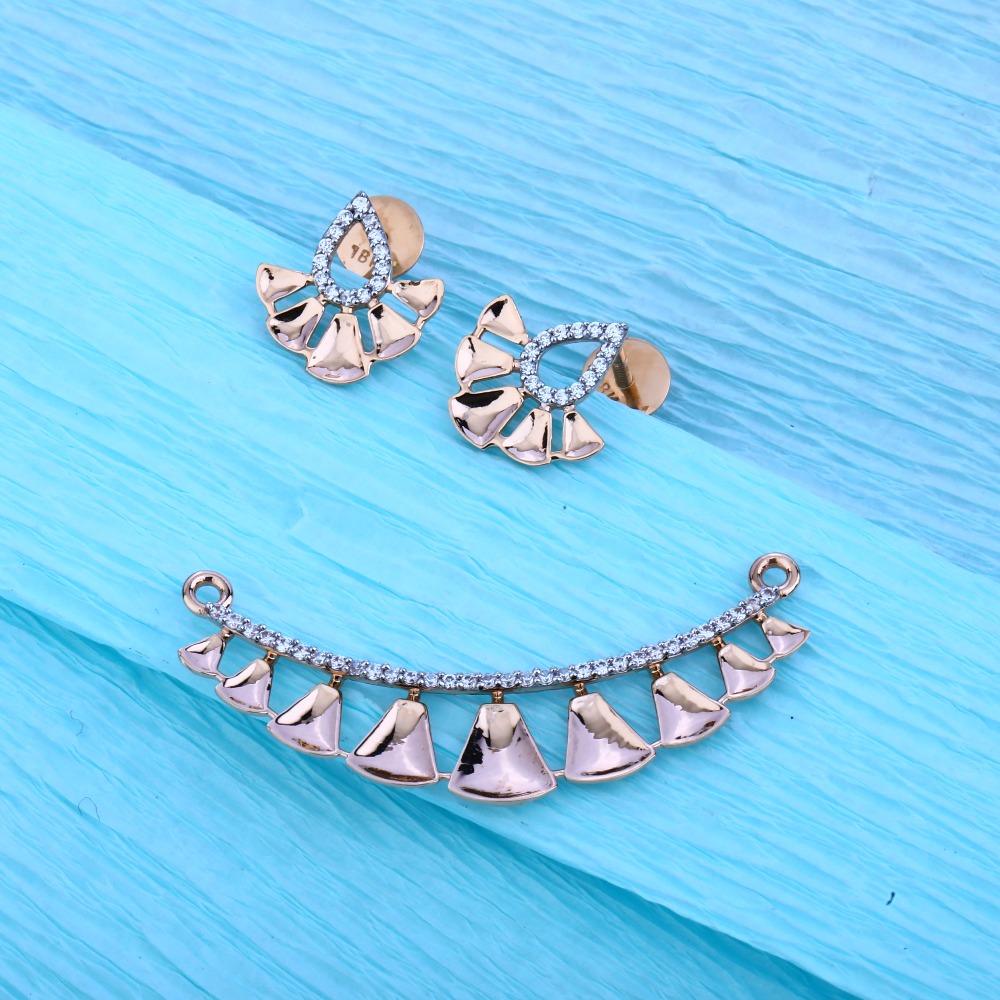 18KT Rose Gold Cz Gorgeous  Pendant Set  RMPN30