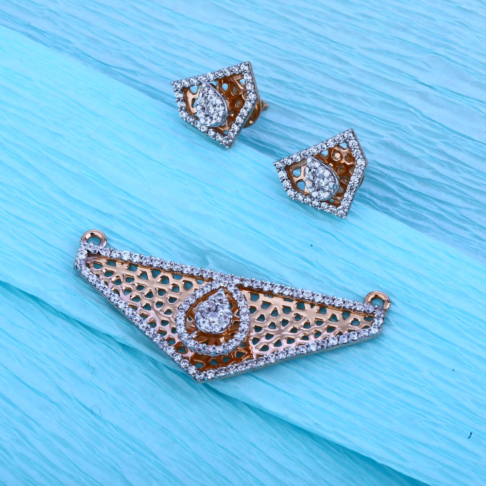 18KT Rose Gold Cz  Exclusive Pendant Set  RMPN28