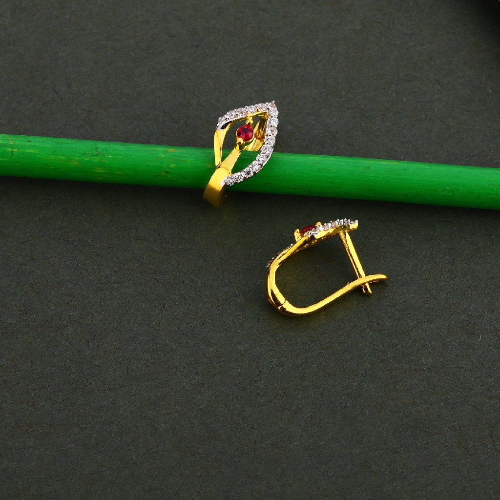 750 Gold Cz Color Gemstone Earring Bali LFB120