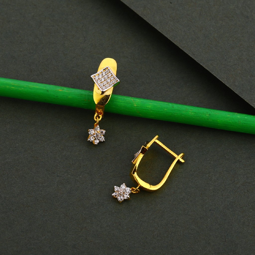 750 Gold Cz Delicate Hallmark Earring Bali LFB134