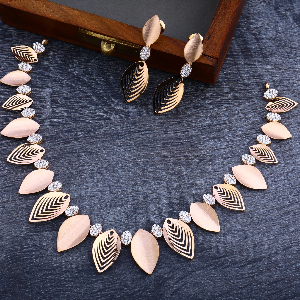 18KT Rose Gold Cz Necklace Set RN114