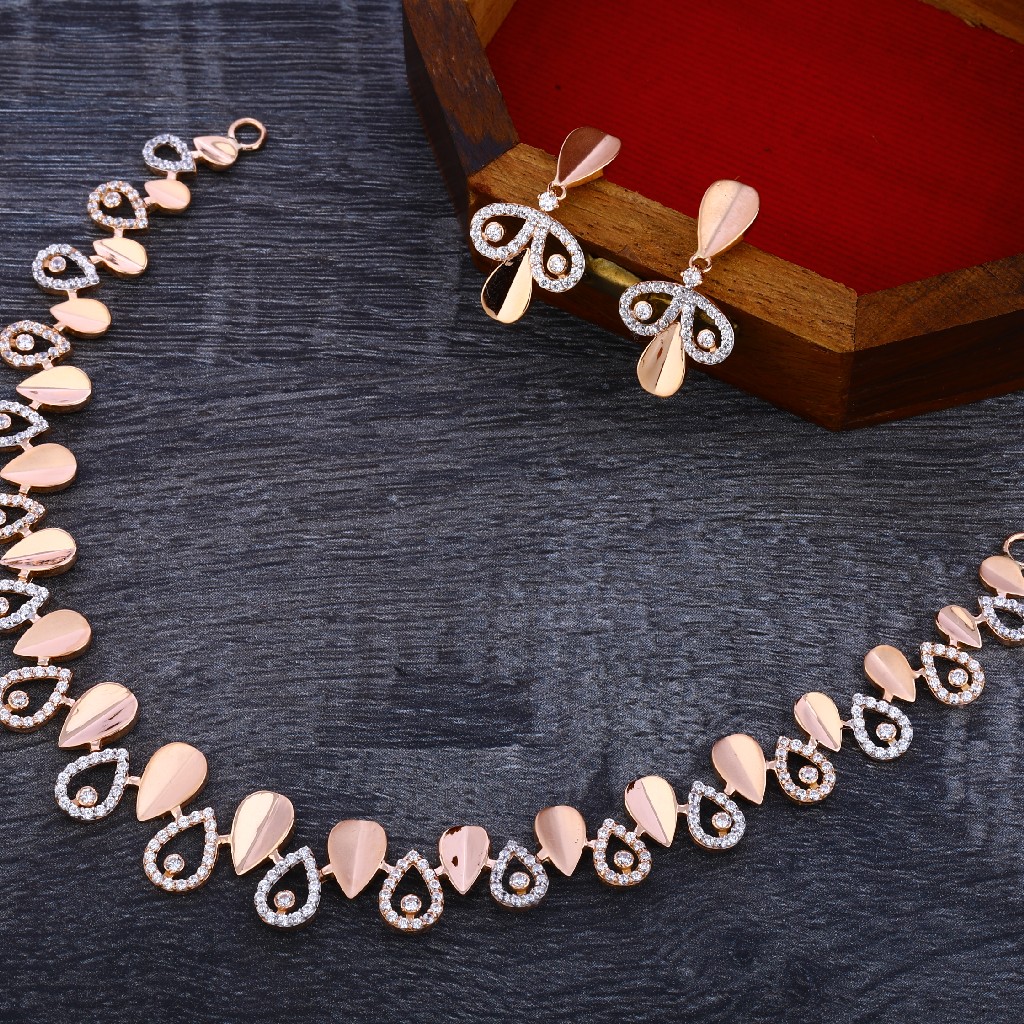 750 Rose Gold Cz Delicate Necklace RN149