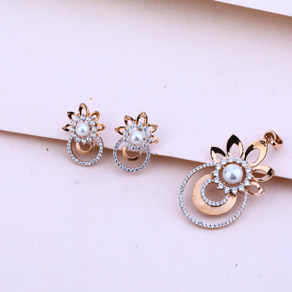 750 Rose Gold Designer Hallmark  Pendant Set RPS51