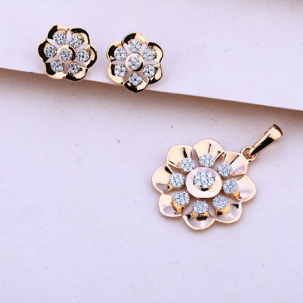 18CT Rose Gold Diamond Designer  Pendant Set RPS134