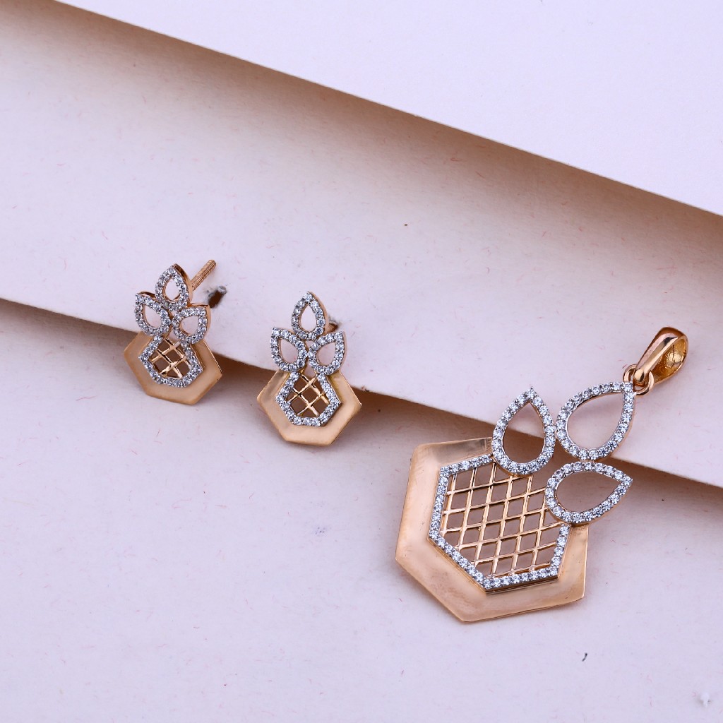 18KT Rose Gold Designer Hallmark Pendant Set RPS63