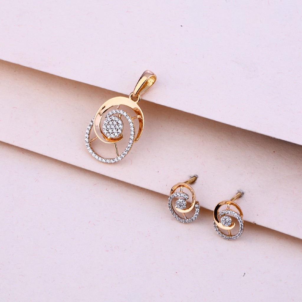 18KT Rose Gold Women's Hallmark Pendant Set RPS106p