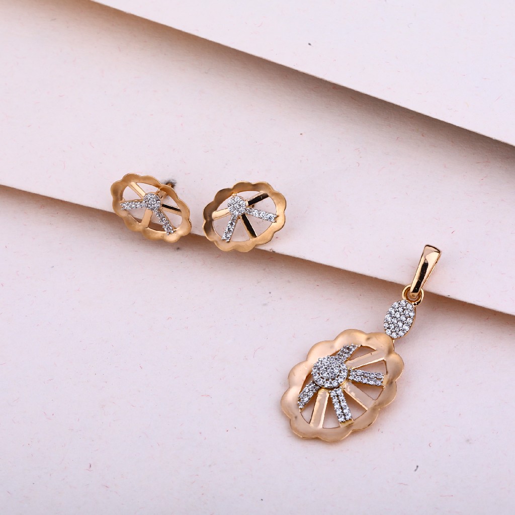 750  Rose Gold Classic CZ Pendant Set RPS126