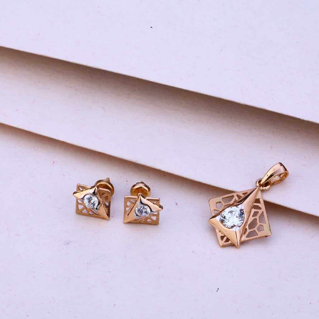 750 Rose Gold CZ Fancy Pendant Set RPS87