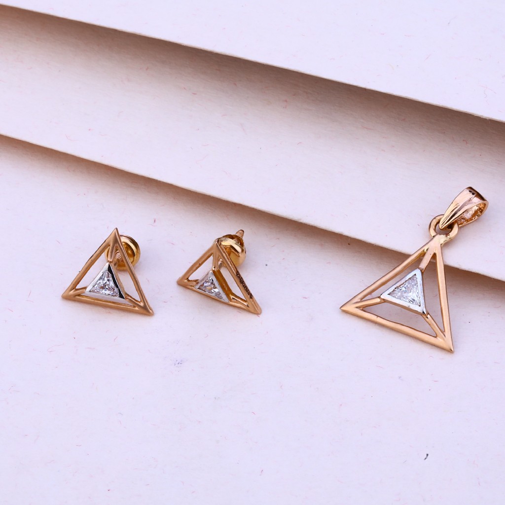 750 Rose Gold CZ Exclusive Pendant Set RPS86