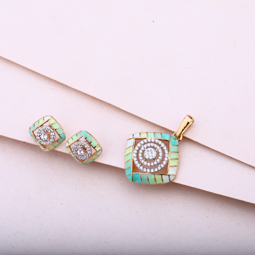 18KT Rose Gold Cz Ladies Pendant Set RPS168