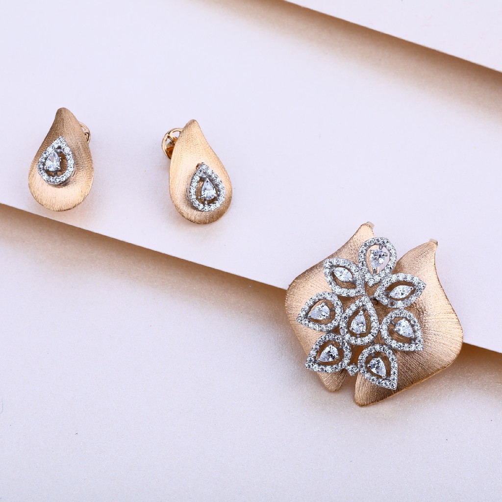 18KT Rose Gold Cz Exclusive Pendant Set RPS14