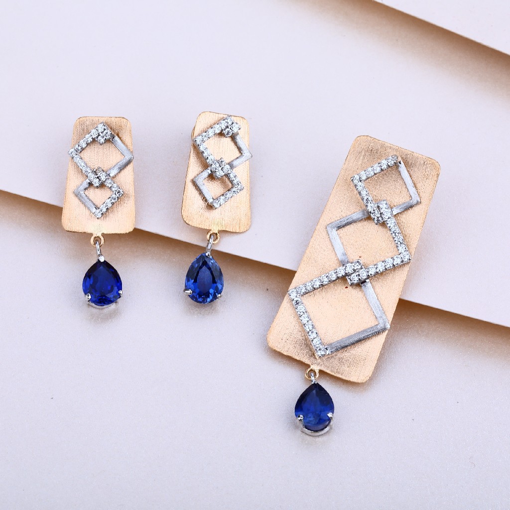 18KT Rose Gold Cz Color Stone Pendant Set RPS15