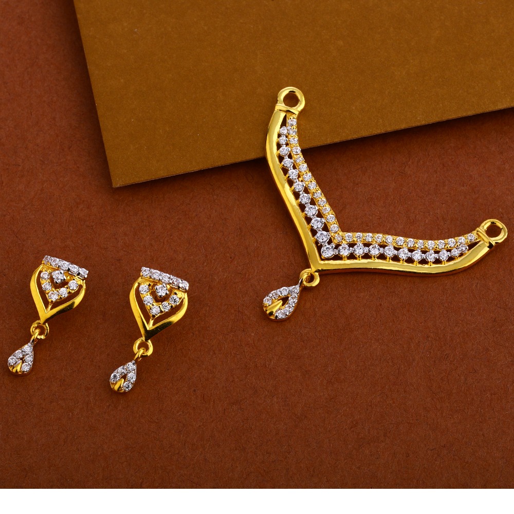 916 Gold Cz Mangalsutra Designer Pendant Set MP265