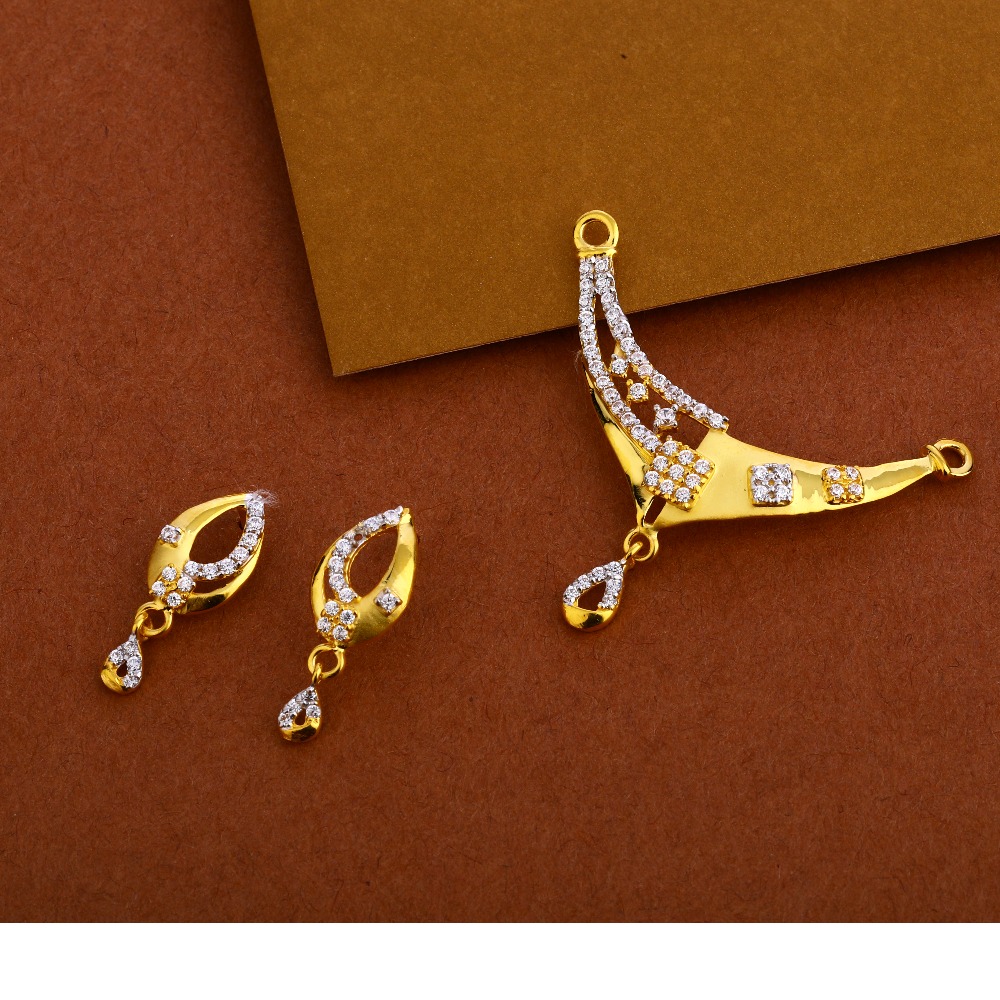 916 Cz Mangalsutra Hallmark Classic Pendant Set MP255