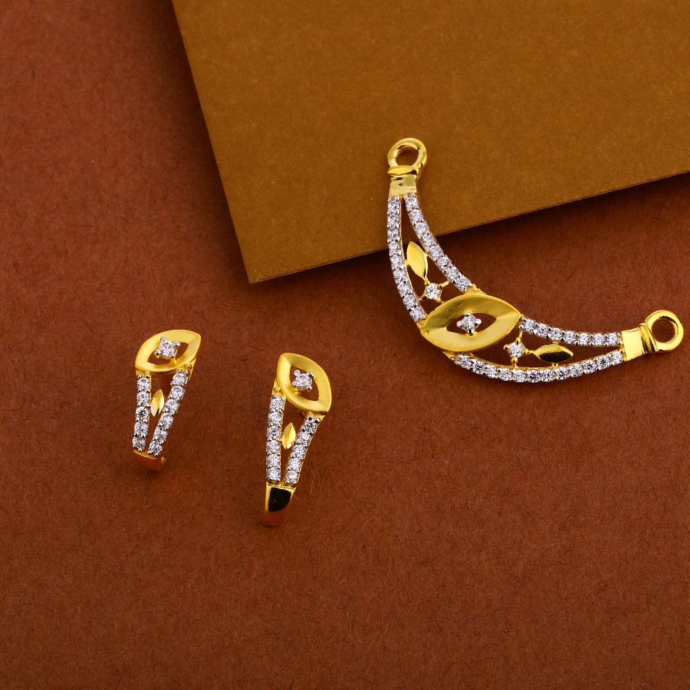 22kt Gold cz Classic  Mangalsutra Pendant Set MP242