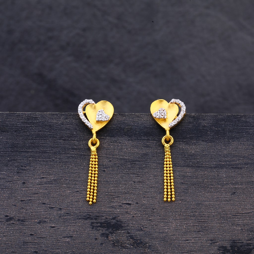 22CTGold Jhummar Heart Shape Earring LJE230