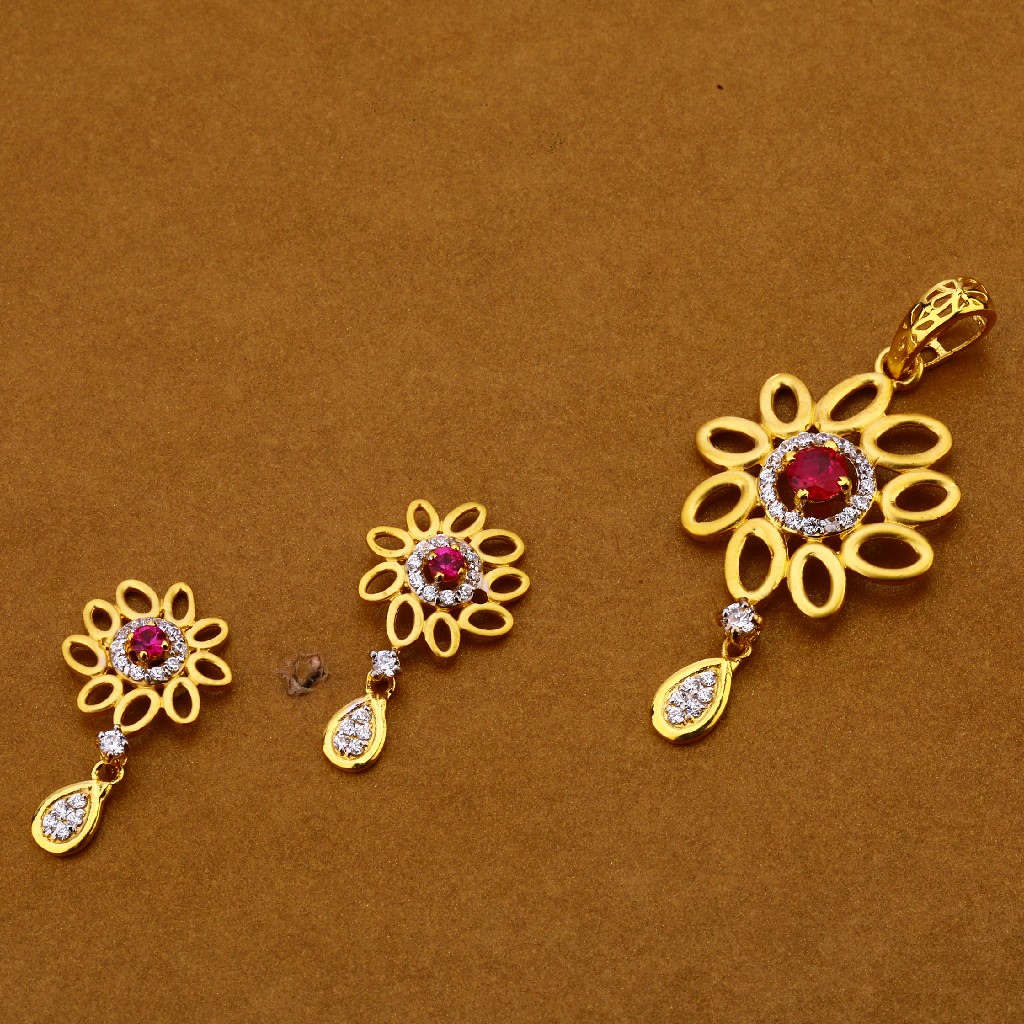 22KT Gold Classic Ladies Pendant Set FPS139
