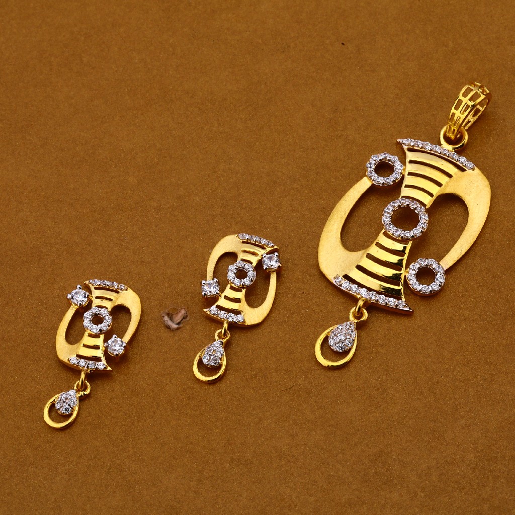 916 Gold Cz Pendant Set FPS166