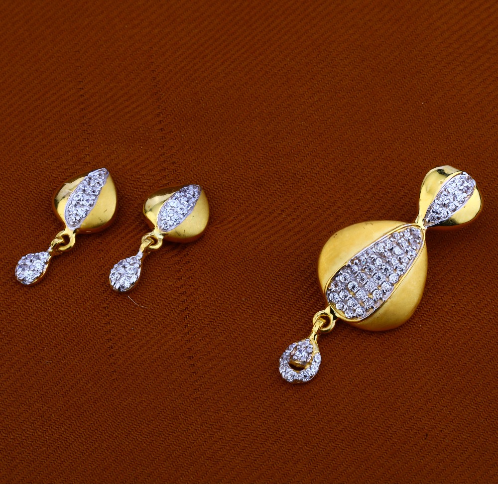 916 Gold Cz  Designer   Pendant Set FPS60