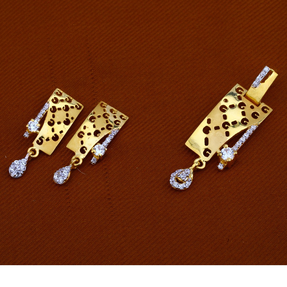 916 Gold Cz  Classic   Pendant Set FPS59