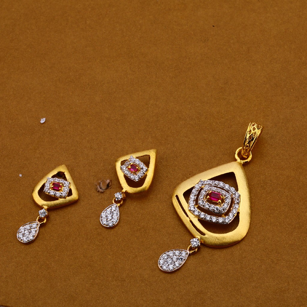 22kt  Gold Cz Classic Pendant Set FPS119