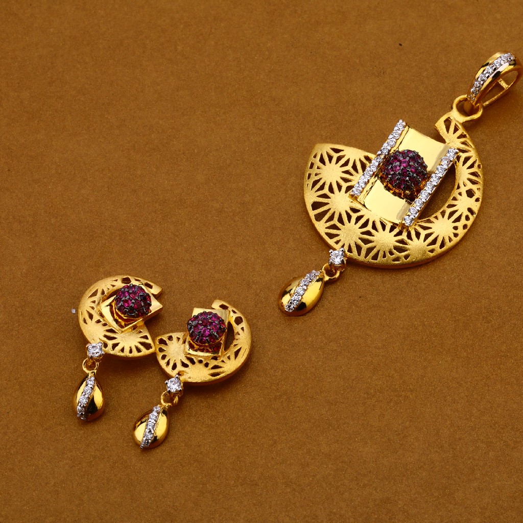 22kt  Gold Cz  Pendant Set FPS118