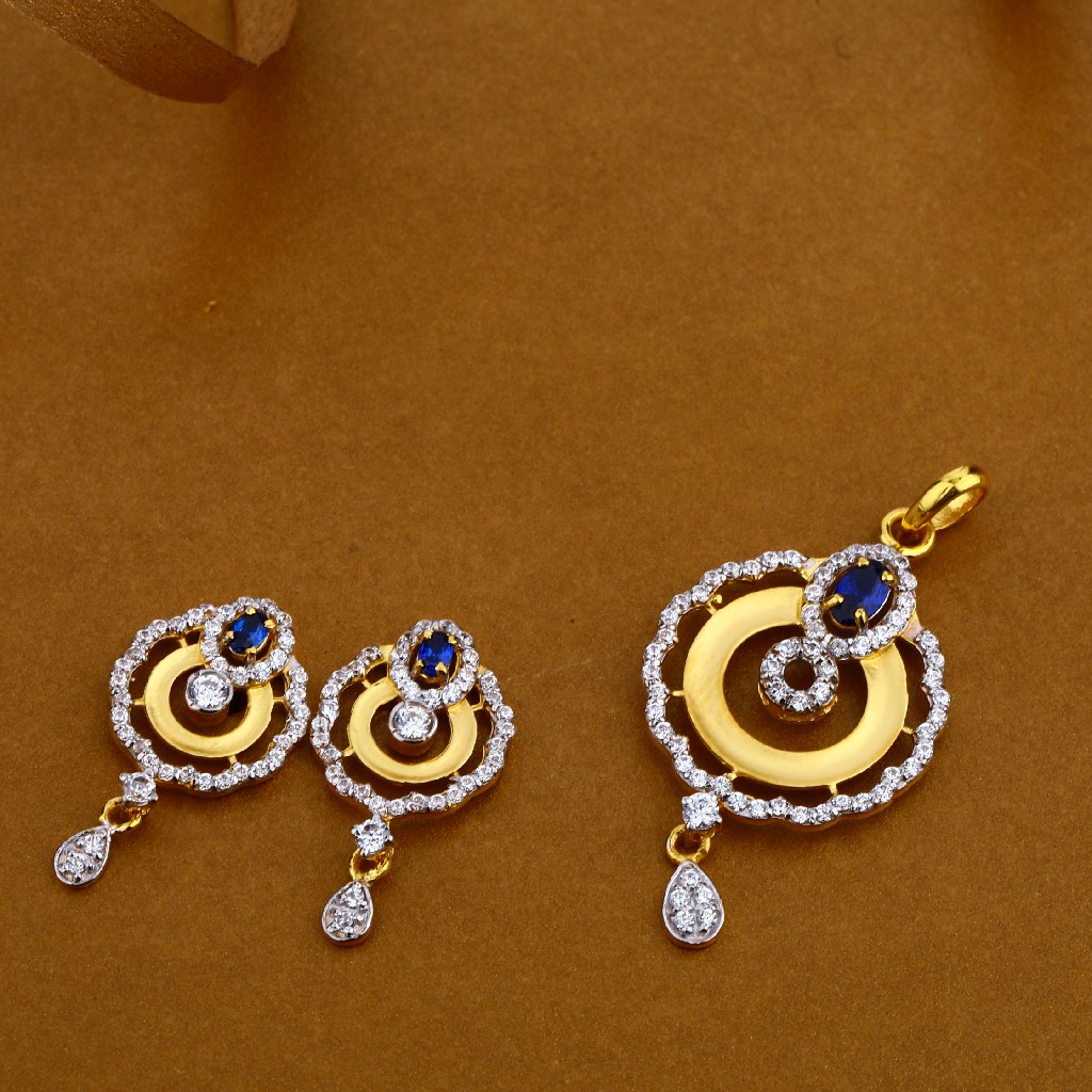 916 Gold Cz Hallmark Classic Pendant Set FPS10
