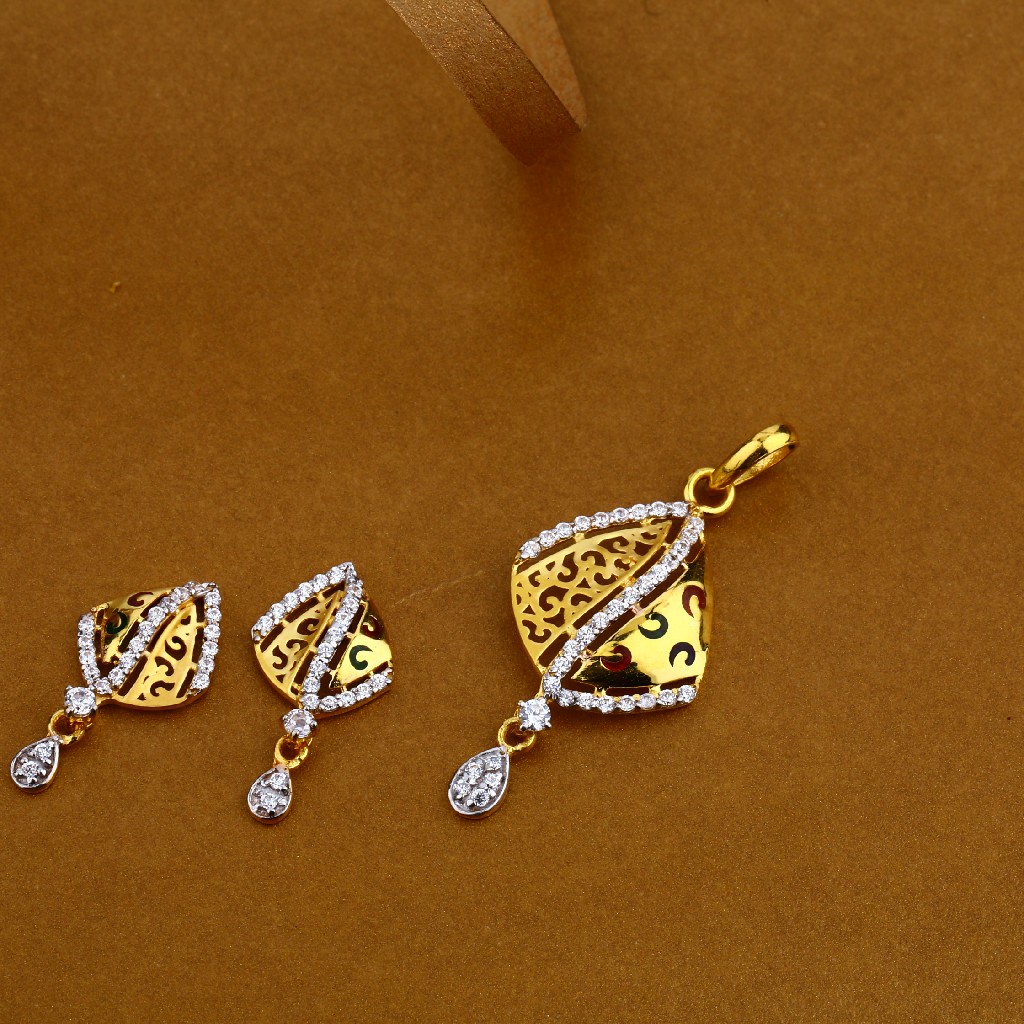 916 Gold Stylish Ladies Pendant Set FPS12