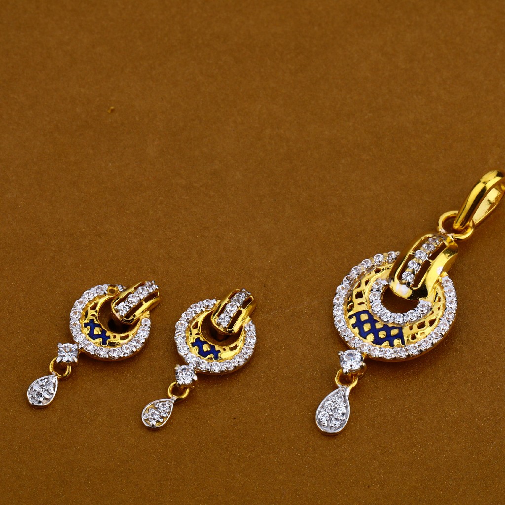 916 Gold Cz Pendant Set FPS36