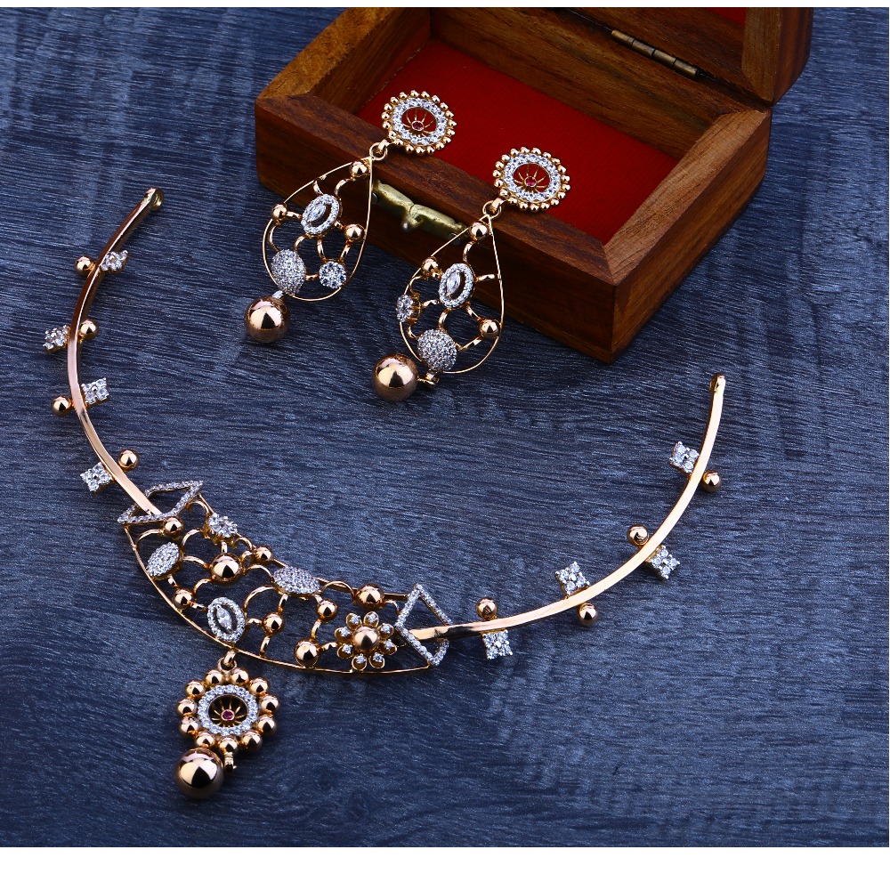 750  rose gold designer  women's hallmark  necklace set  RN26