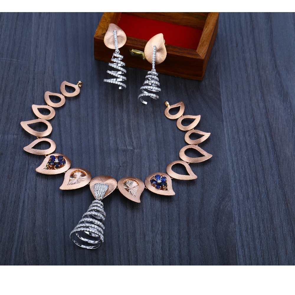 750 Rose Gold Stylish Hallmark   Necklace Set RN12