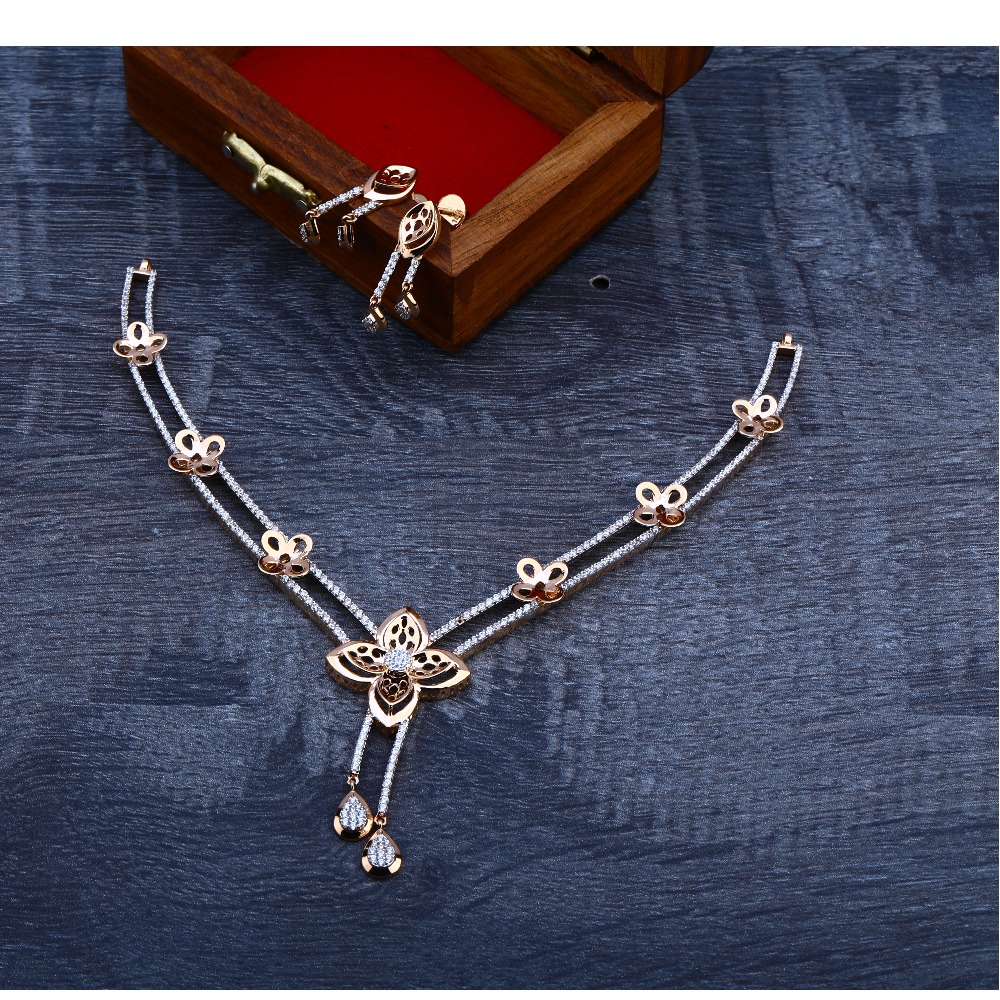 750 Rose Gold Designer  Necklace Set RN73