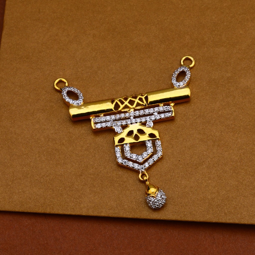 916 Gold Designer Cz Mangalsutra Pendant MP196