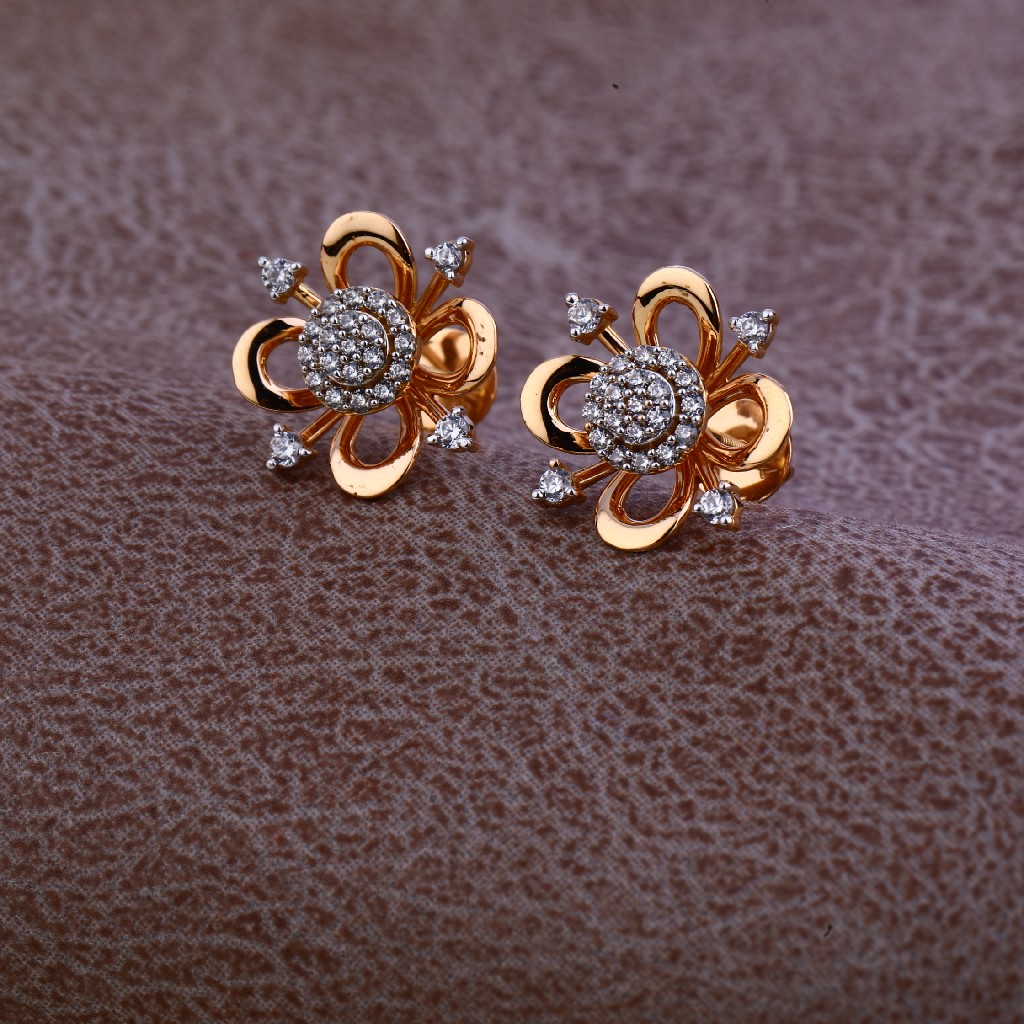 18kt Rose Gold Cz Earring RE83