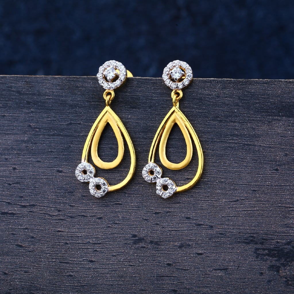 22KT Gold CZ Classic Ladies Earring  LJE129
