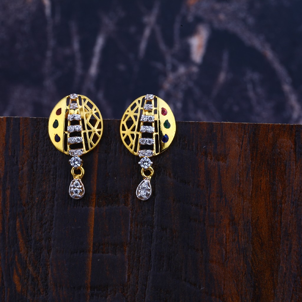 916 Gold Hallmark Fancy Women's Earring LFE293