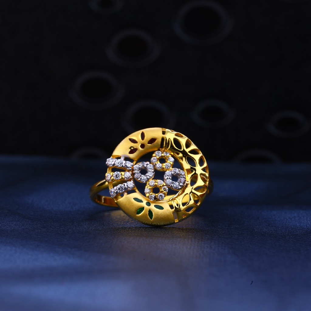 22kt gold Designer Cz Ring LR75