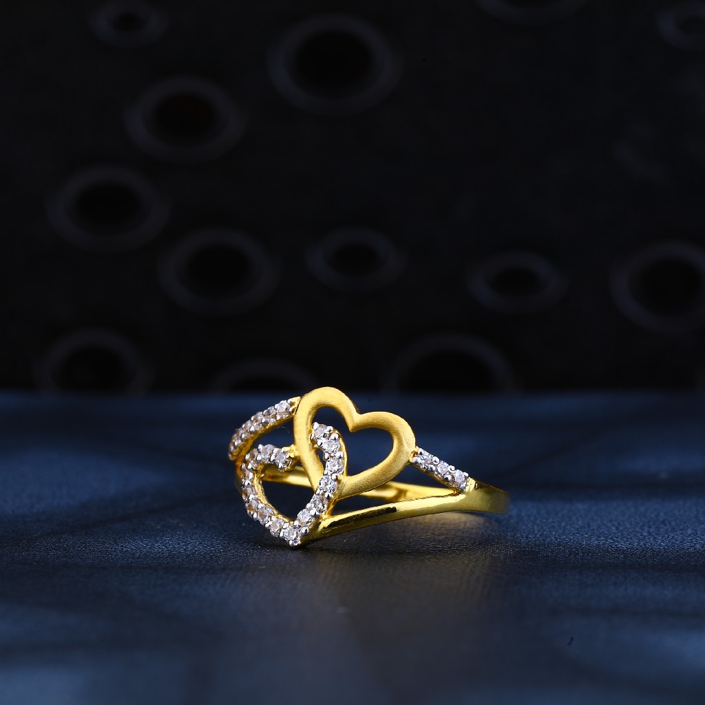 22ct gold double heart design ring lr149