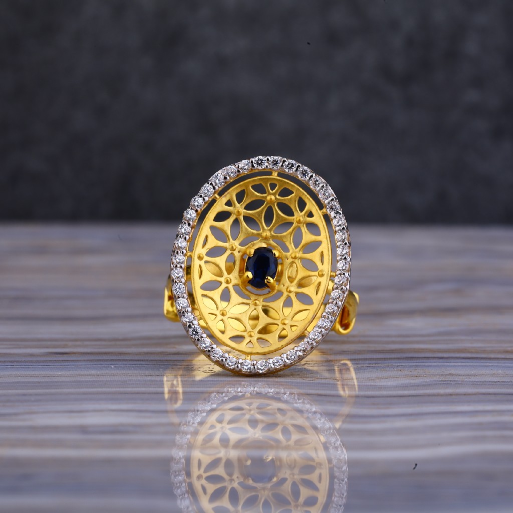 22kt Gold Cz Round Shape Ring LLR114