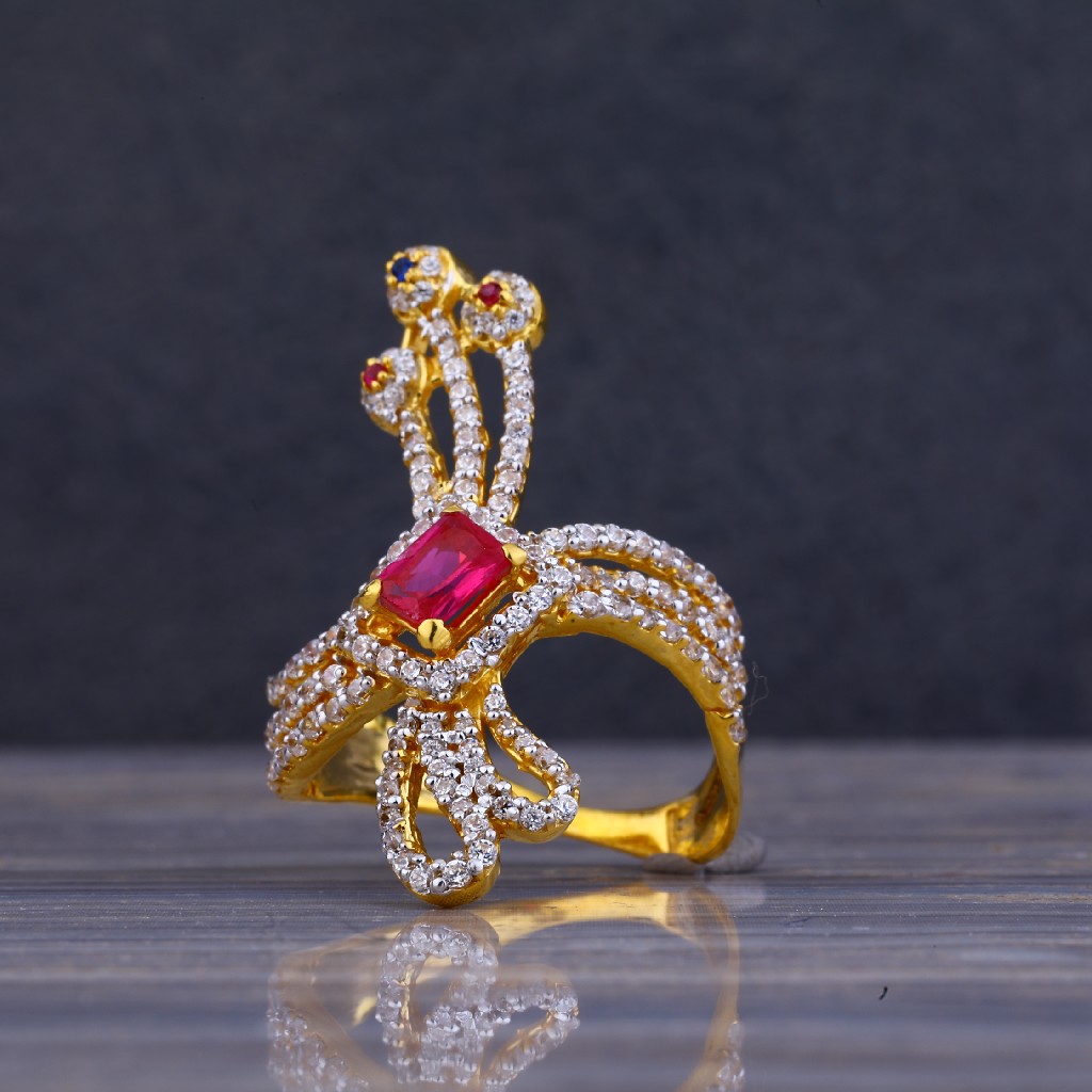 916 Gold Cz Ring With gemstone LLR65