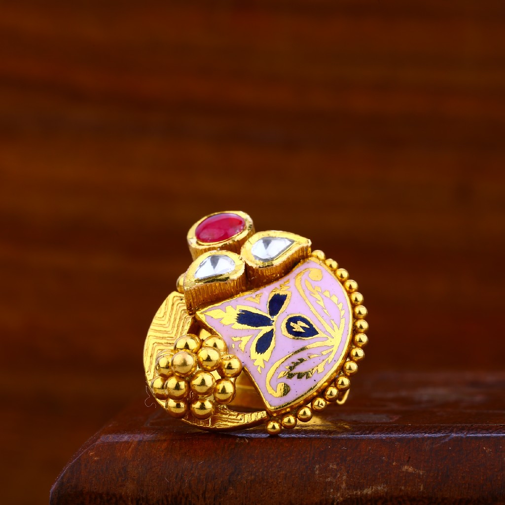 916 Gold Antique Gemstone ring LAR45