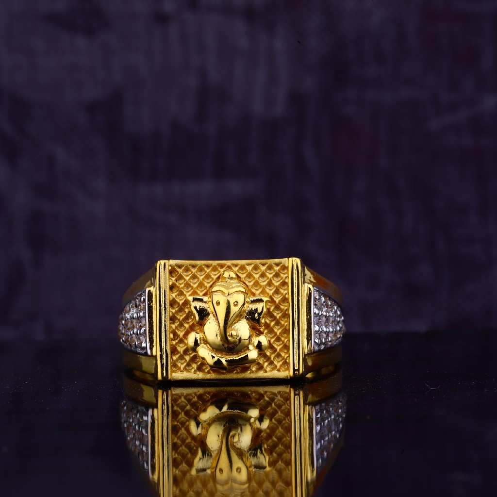 22ct Gold Cz Lord Ganesha Ring MGR77