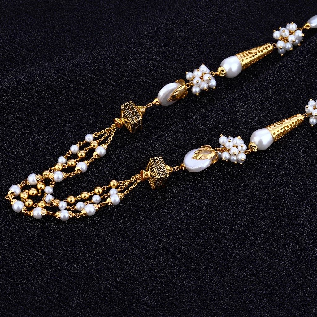 Ladies 22K Designer White Moti Gold Mala-AC116