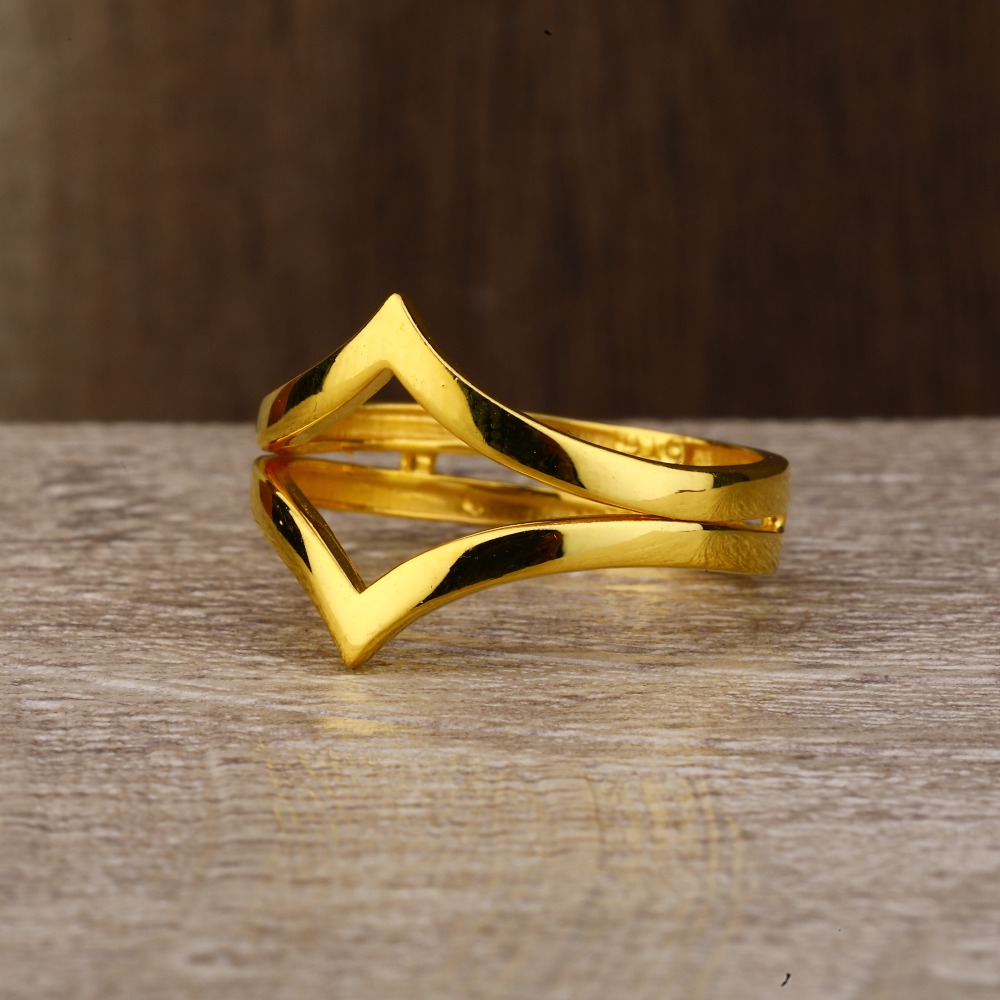 Ladies 22K Gold CZ Plain Ring -LPR125