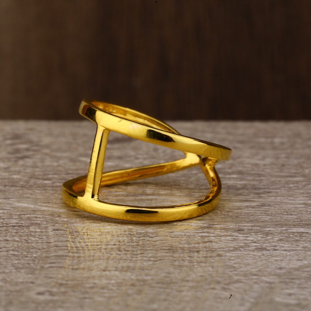 Ladies 22K Gold Round Band Plain Ring -LPR122